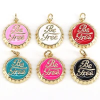 10pcs fashion colorful enamel letter beer cover necklace pendant gold filled soda charm for jewelry making