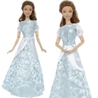 1x Косплей ручной работы Сказочный наряд, аксессуары для кукол, синее платье с блестками и принтом, классическая одежда принцессы для куклы Барби, игрушка