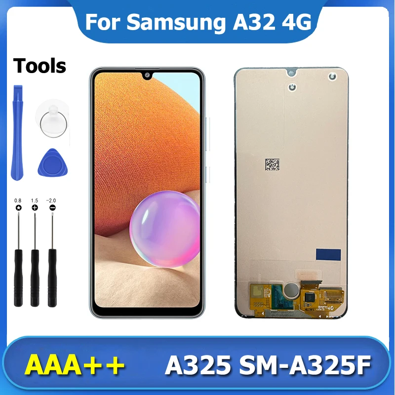 

Сенсорный ЖК-экран AAA + A32 4G для Samsung Galaxy A325, дигитайзер сенсорного экрана в сборе, сменный экран Super AMOLED Pantalla