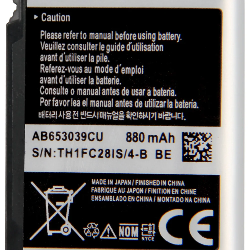 Оригинальная сменная батарея Samsung AB653039CE AB653039CU для U900 U800E S7330 F609 E958 AB653039CC