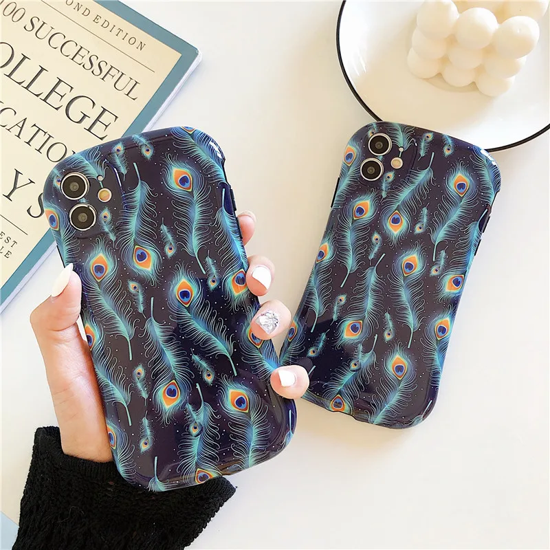 Роскошный чехол для телефона с павлиньими перьями iphone 11 Pro Max 7 8 plus X XR XS SE 2020 задняя