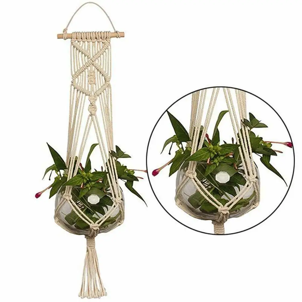 

Хлопковая веревка, вешалка для садовых растений, кружевная кисточка, настенное украшение для цветочного горшка