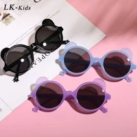 longkeeper kids round sunglasses girls boys ins style cute flower glasses children baby street beat goggle uv400 wholesale