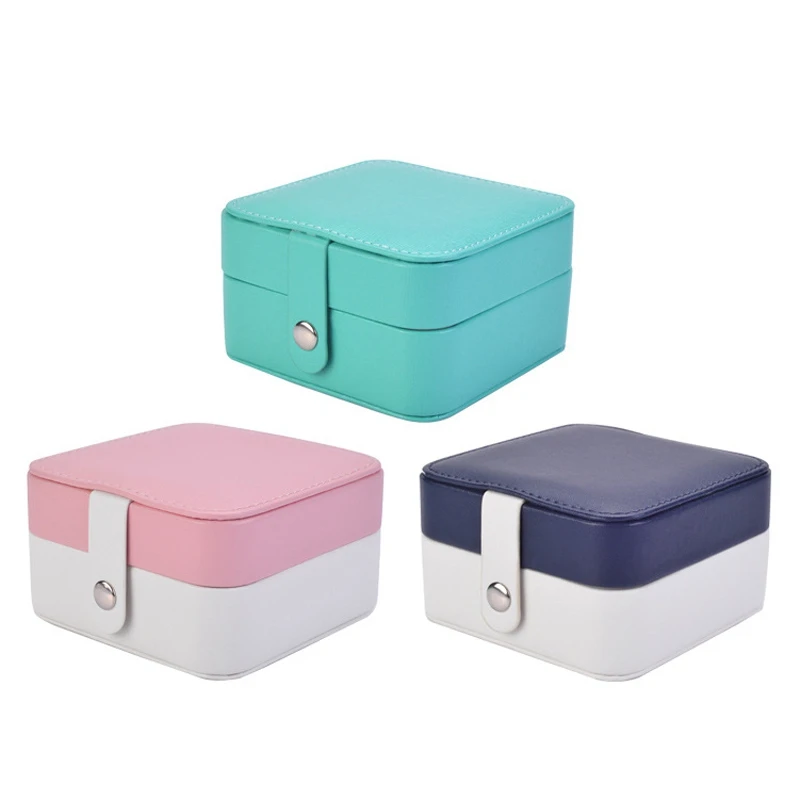 Upscaled Simple Jewelry Boxes Organizer Protable Leather Necklase Ring Earrings Multi-function Jewellery Storage Case