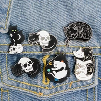 punk starry night collection enamel pins phonograph cat moon box badges brooches bag clothes lapel pin