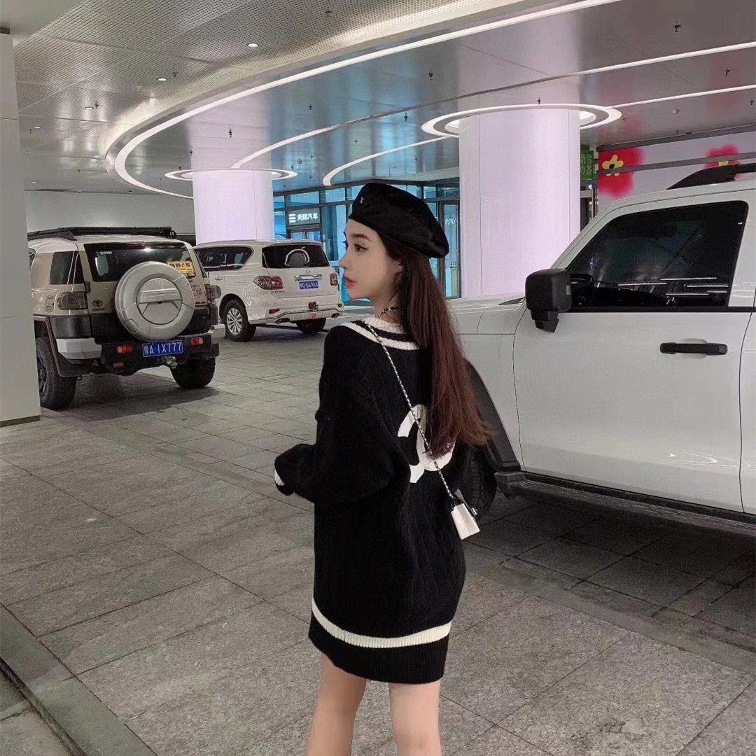 

2021 Spring Autumn New Women Wool Luxury Sweaters Ladies Pullovers Letter C Pattern Female Casual High Quality Brand Tops