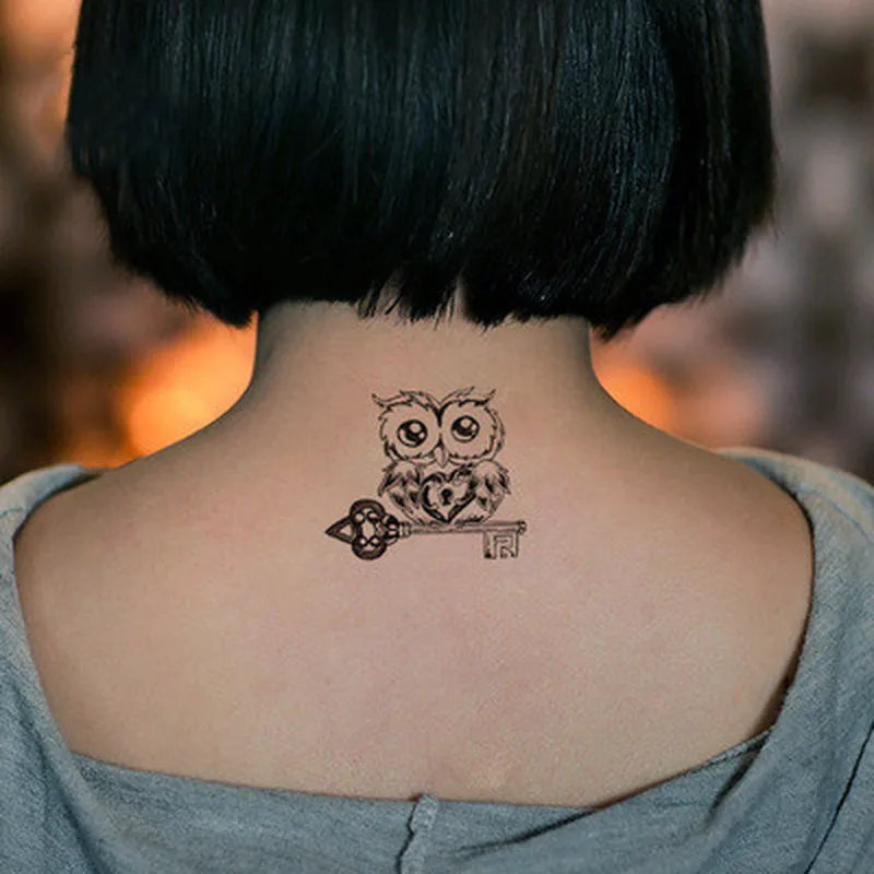 Водостойкая временная татуировка большая рука Сова искусственная мандала