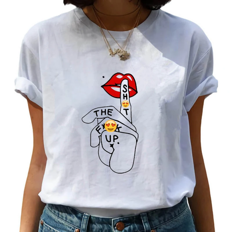 

Vogue Love Print T-shirts For Women Harajuku Summer T Shirt New Fashion Tops Plus Size Female T-shirt Casual Tee Woman Clothing