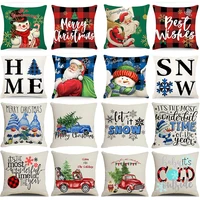 christmas pillow cover decor pillow cushion cover 18x18 snowman pillowcases linen pillow cover buffalo plaid home decoration