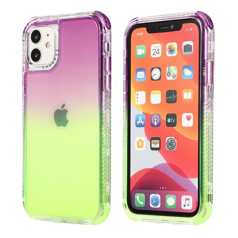 for iphone 11 transparent hard pc phone cover case for apple iphone 11 pro max colorful gradient back case protect funda capa free global shipping