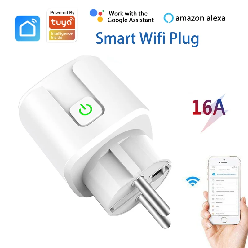 

16A Wifi EU Plug For Tuya Smart Life Power Mornitor Energy-saving Timer Socket Smart Home Automation Work with Alexa Google Home