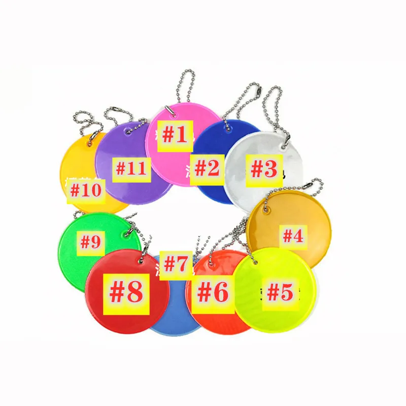 

50 pcs round PVC key ring reflective key ring pendant accessory high visibility material, traffic warning sign key ring key ring