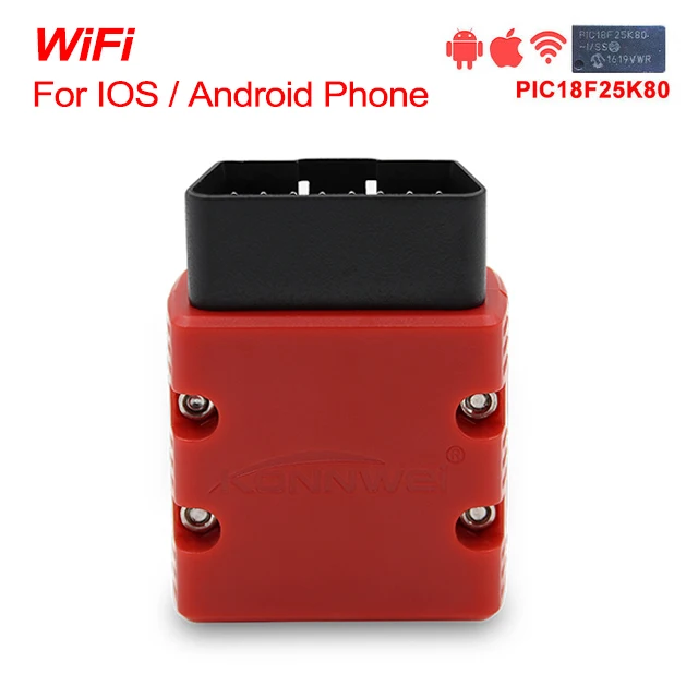 ELM327 V1.5 PIC18F25K80 wifi KW902 Konnwei elm 327 OBD2 сканер работает на Android/IOS как ICAR2 OBDII диагностический инструмент - Цвет: Red