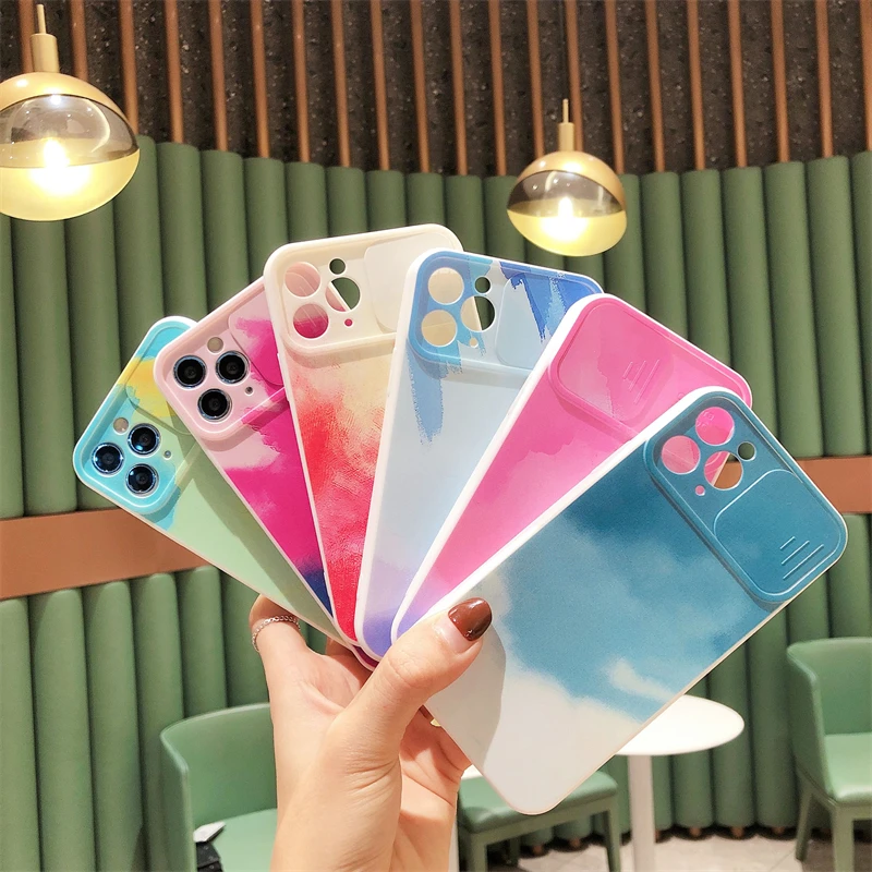 

Two-color push window Cases For iPhone 11 12 Pro Max XS XR 6 7 8 Plus SE 2020 Shockproof Cover High quality TPU silicone