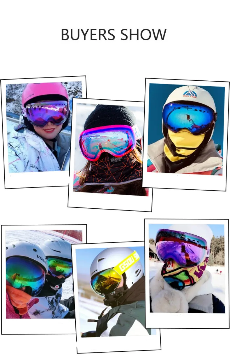 GSOU SNOW Ski Goggles Double Layers UV400 Anti-fog Big Ski Glasses Men Women Snowboarding Skiing Goggles With Packet