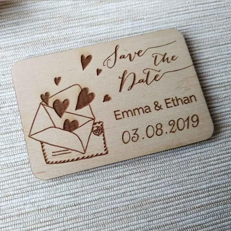 Персонализированные деревенские деревянные магниты для сохранения даты