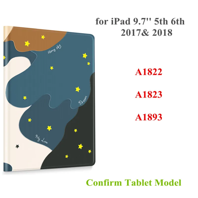 iPad 9.7 2017 2018 Для iPad цветной принт планшет кожаный чехол для iPad 3D рельефный защитный чехол умный чехол s - Цвет: iPad 9.7 2017 2018