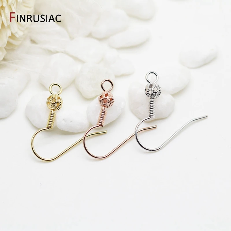 

Позолоченные серьги-гвоздики ручной работы 14 к, крючки шарики, фурнитура «сделай сам», аксессуары для сережек, оптовая продажа