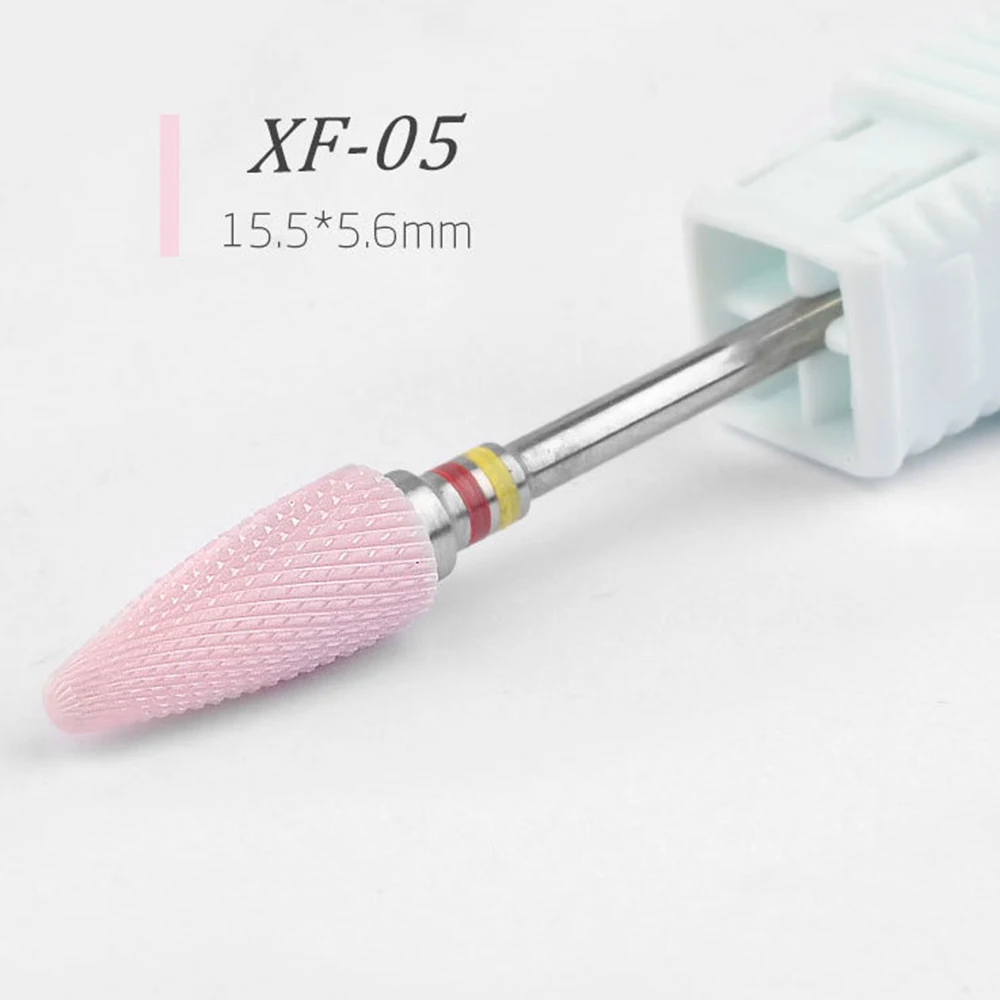 XF05 1 шт. 3/32 дюймов керамика сверла для ногтей инструменты для салона ногтей Резак для маникюра шлифовальный инструмент Биты для электрической маникюрной машины - Цвет: XF05
