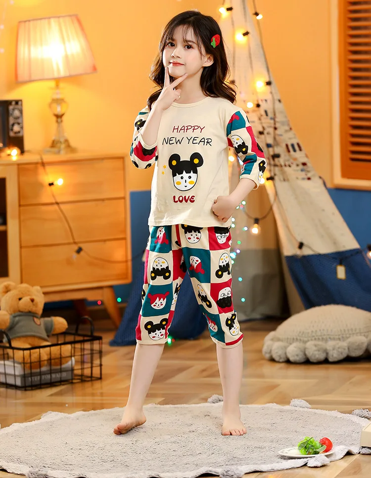

Комплект детской одежды, пижамы для маленьких мальчиков и девочек, домашние костюмы с коротким рукавом в виде животных, пижамы, хлопковая одежда для сна, детская одежда