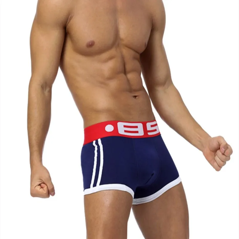 Мужские трусы боксеры из натурального хлопка черные дышащие эластичные шорты со