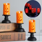 Декоративные свечи для Хэллоуина, Светильники для вечерние в виде черепа, тыквы, СВЕТОДИОДНЫЙ цветной подсвечник, украшение для вечеринки в честь Хэллоуина для дома 2021