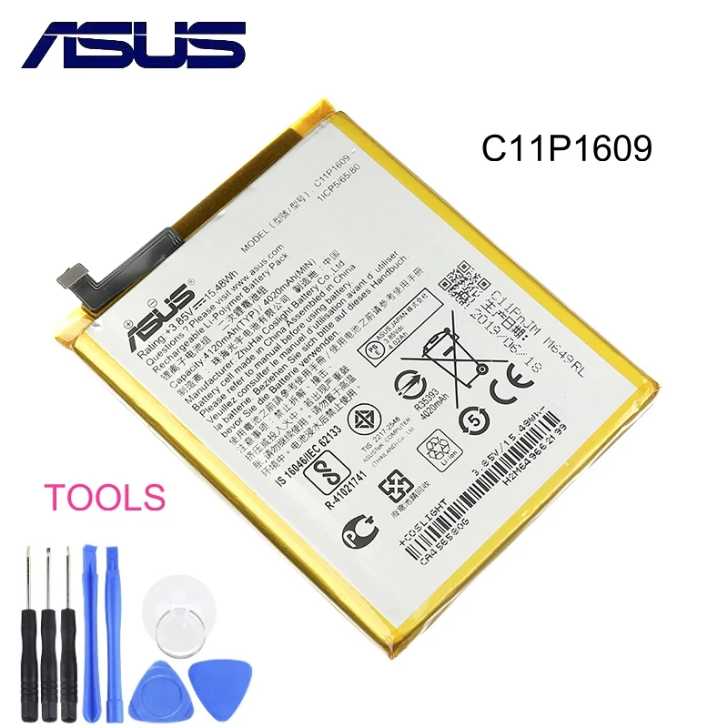 Оригинальный высококапацитивный аккумулятор ASUS C11P1609 для Zenfone 3 max 5.5" ZC553KL X00DDA 4 5.2" ZC520KL X00HD 4020 мАч.
