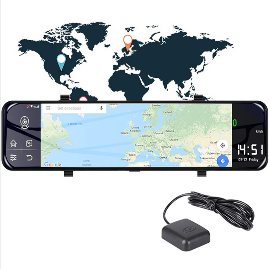Автомобильный видеорегистратор зеркало 12 дюймов Android 8 1 1080P WiFi