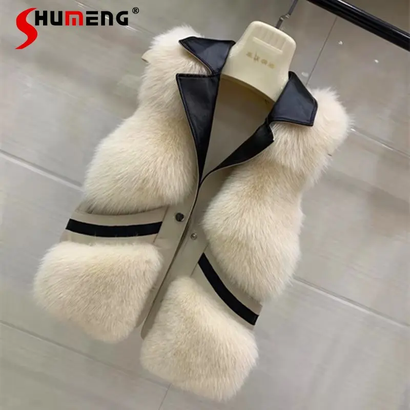 

2022 New Winter Women Sleeveless Faux Fox Fur Vest Coat Ladies Luxury Loose Vest Jacket Thicken Warm Female Plush Fur Waistcoat