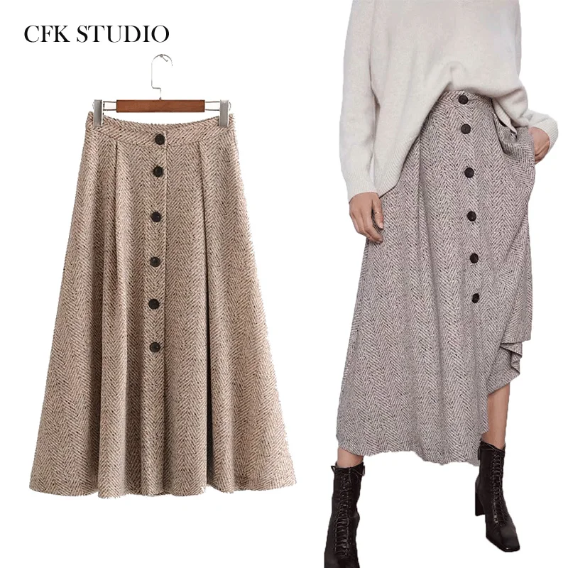 ZA женские миди юбки 2019 новые модные с высокой талией одноцветные элегантные