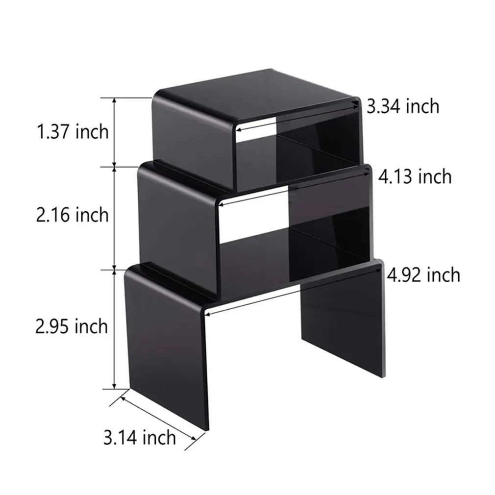 3 PCS Acrylic Display Riser Transparent Jewelry Risers Showcase Set Square Stand Storage Shelf | Дом и сад