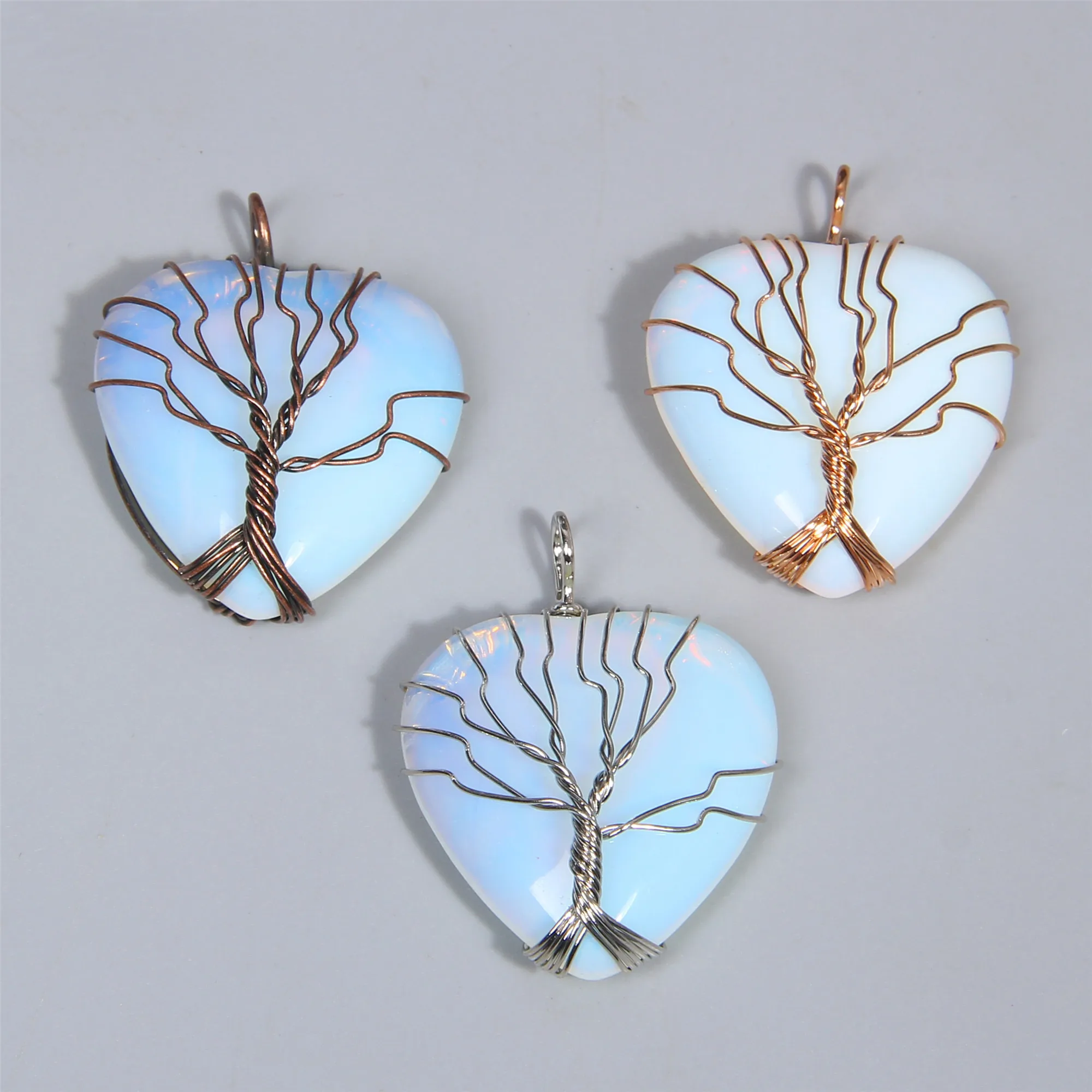 Ожерелье из белого опала 1 шт. подвеска драгоценного камня в виде сердца для