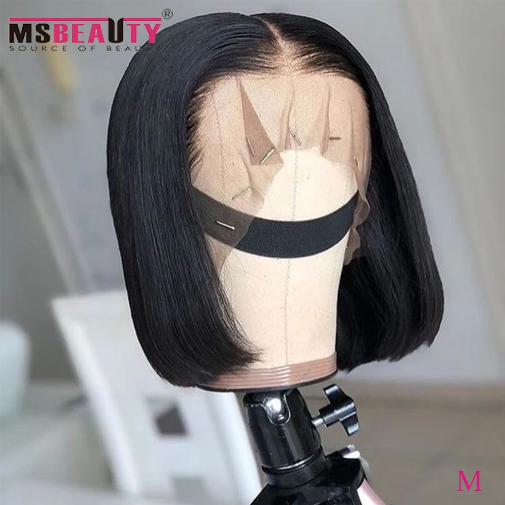 13x4 Short Lace Front Human Hair Wigs 8-14 Msbeauty Brazilian Straight Bob Wig Pre Plucked With Baby Hair Lace Frontal Wigs 150%