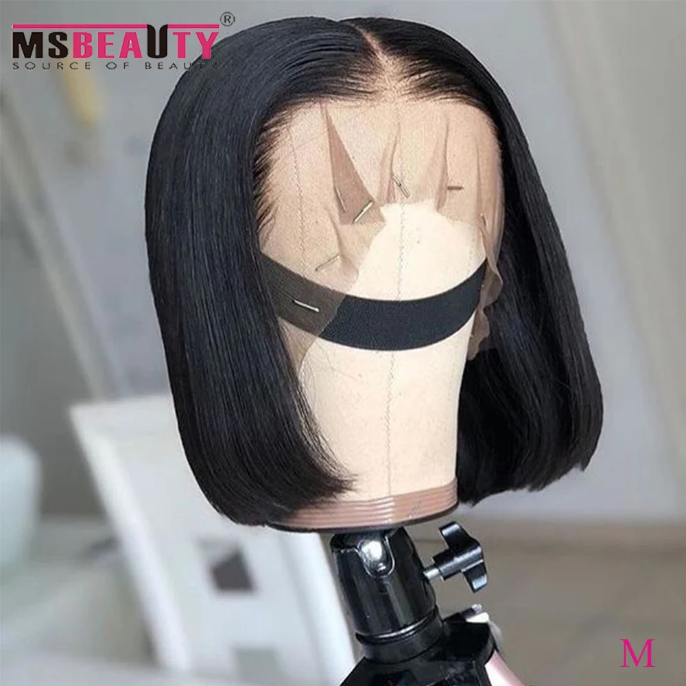 13*4 бразильские прямые волосы Remy Короткие парики с кружевом спереди кружевные