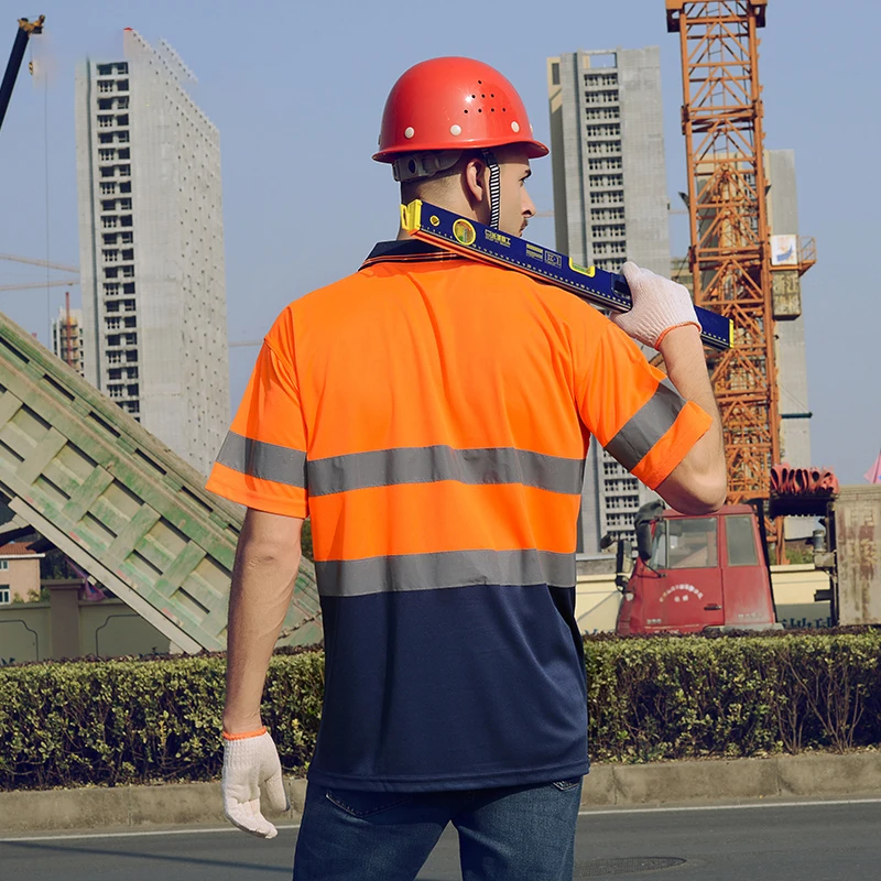 Мужские Светоотражающие безопасные жилеты Hi Vis летние строительные рубашки с