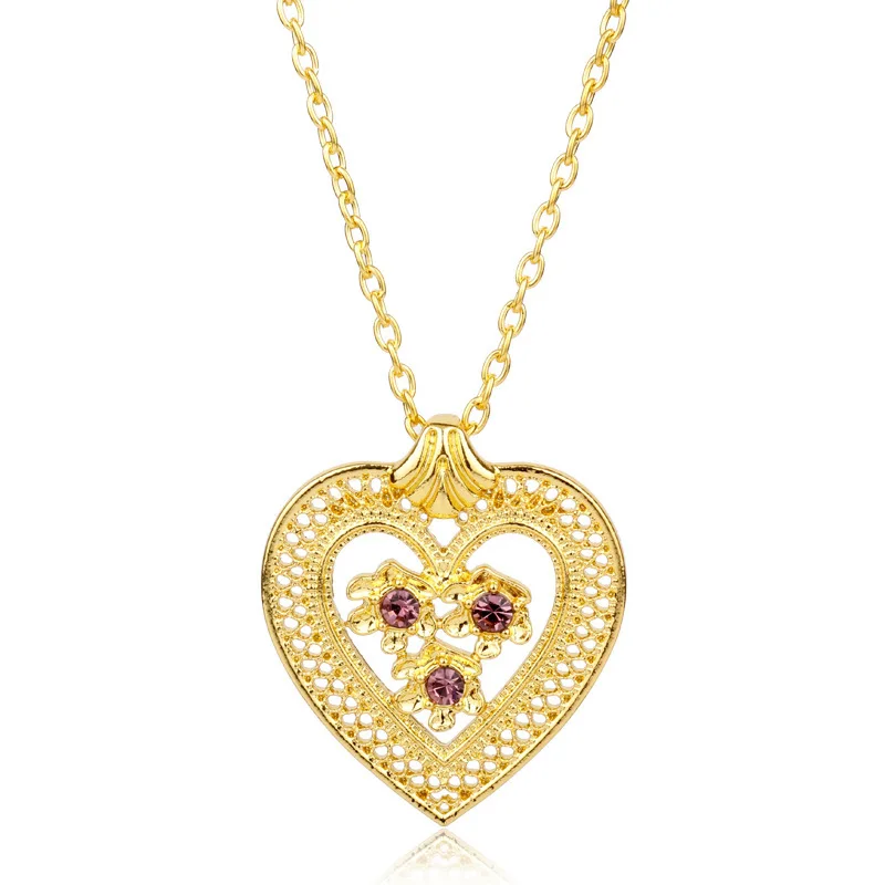 Ожерелье Стразы с сердцем и полым цветком для женщин подвеска чокер ювелирные