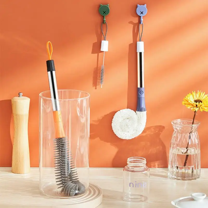 

3 Pieces Bottling Brush Cup Glass Water Bottle L-shaped Shedless Durable Household Cleaning Tools Kitchen Supplies Direct Sales