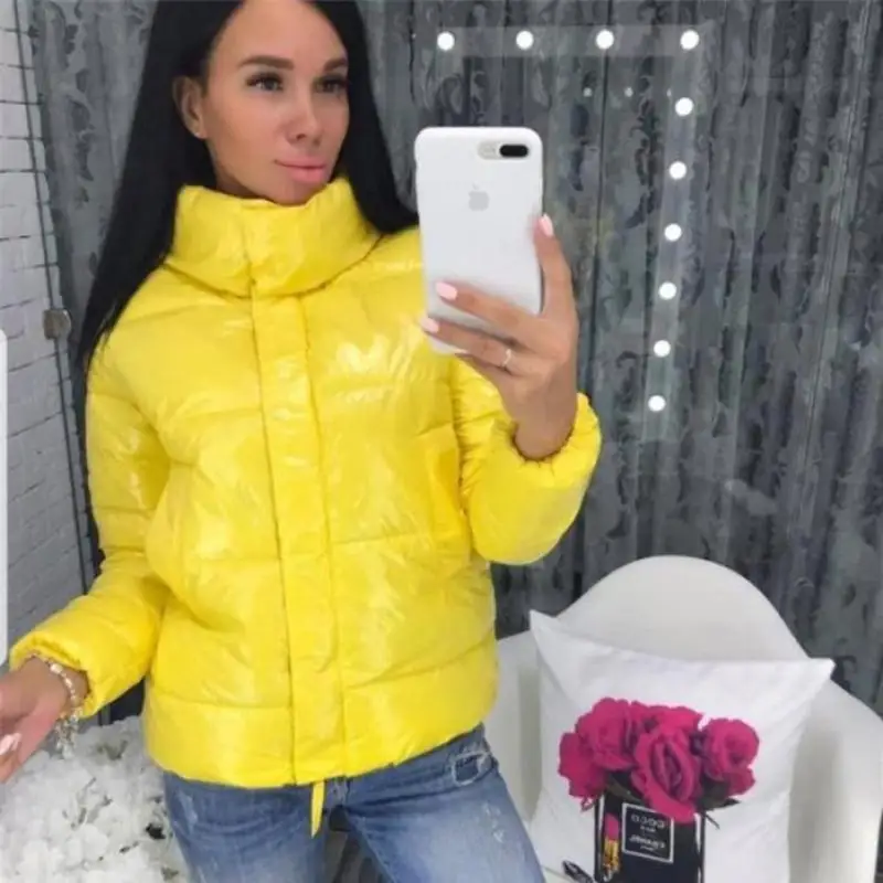 2019 Новая Осенняя зимняя короткая куртка Mujer Женская тонкая с длинным рукавом