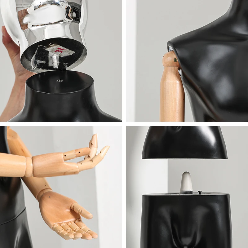 

Best Quality Electroplating Head Full Body Man Black Whole Body Dummy Model Customized