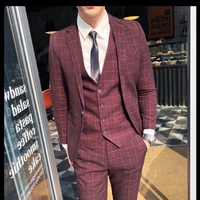 mens clothing 3pcs jacket vest trousers korean slim fit business suit mens work suit formal wedding dress set 622 p85