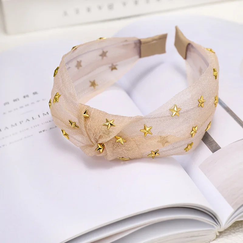 

ncmama Headband Hairband For Women Girl Organza Lace Knot Star Fresh Sweet Korean Fashion Hair Accessories Wholesale