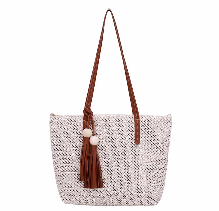 

Straw Handbag Women Big Tote Bag Ladies Handbag Knitted Woven Design Tassel Chain Fashion Women's Shoulder Bag Lady Casual Bags