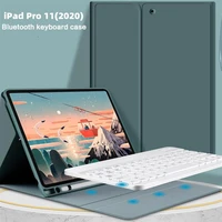 detachable bluetooth keyboard pu leather case with pencil holder keyboard for apple ipad pro 11 inch 2020 2018 tablet case gift