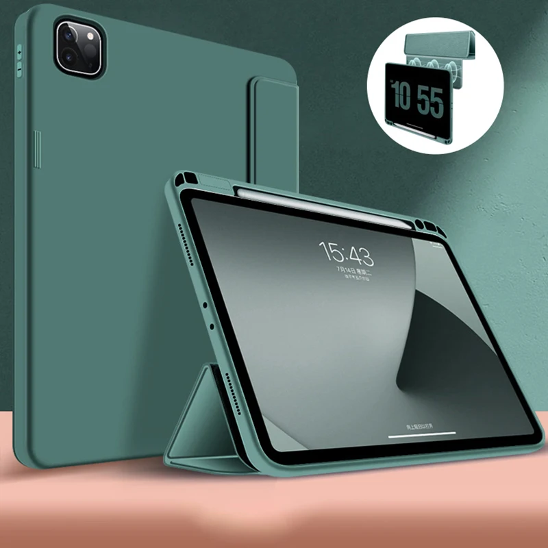

Для IPad 5th 6th 7th 8th жидкий силикон чехол Съемная задняя крышка для Ipad Air 4 Pro 11 10,5 2020 Карандаш Чехол Складной Funda