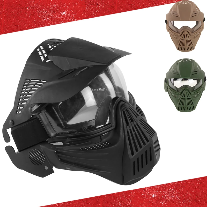 Маска для лица со съемными очками цвет в ассортименте 1 шт|Пейнтбольные