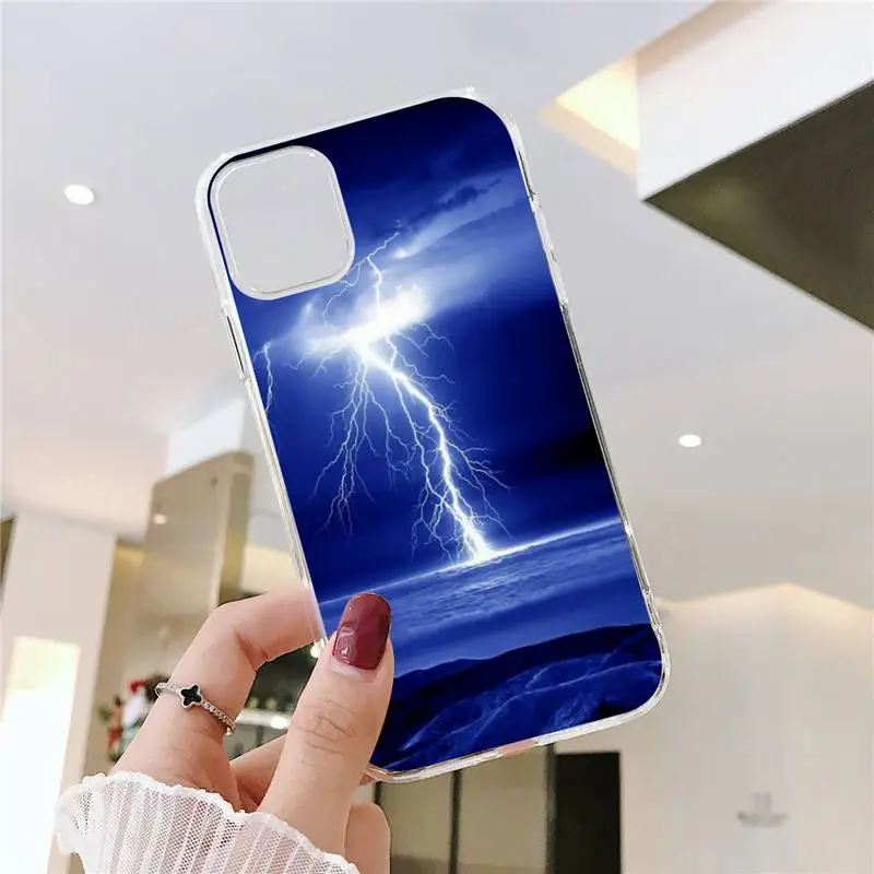 

Lightning Phone Case Transparent soft For iphone 5 5s 5c se 6 6s 7 8 11 12 plus mini x xs xr pro max