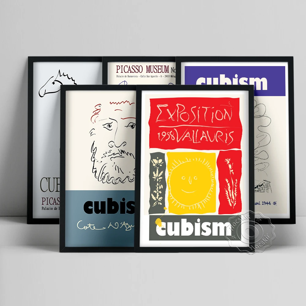 

Pablo Picasso Poster, Picasso Abstract Horse Sun Old Man Woman Print, Cubism Lines Wall Art, Figure Animal Sketch Wall Painting