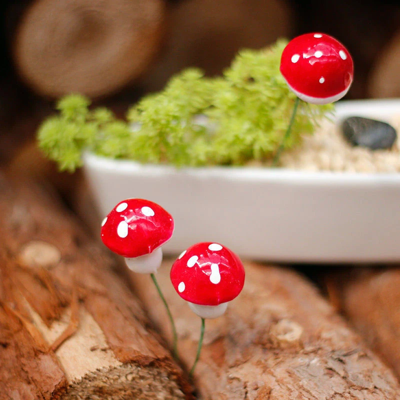 

10Pc/set Microlandschaft Foam Red Mushrooms Miniature Succulents Plant Pots Artificial for Garden Decor Moss Landscaping Plant