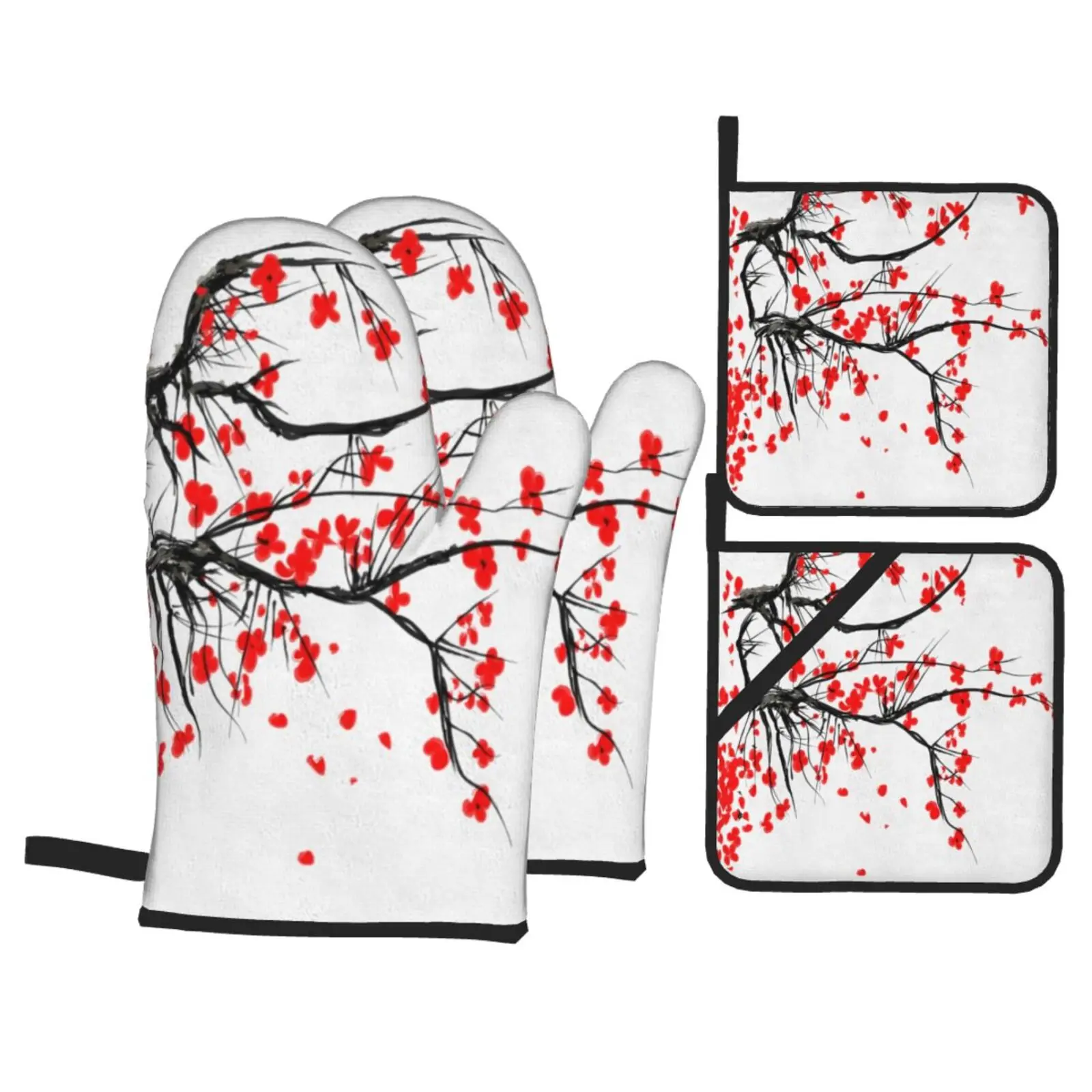 

Оригинальные перчатки для духовки, набор из 4 предметов, перчатки и варежки для выпечки, жаропрочные столовые приборы