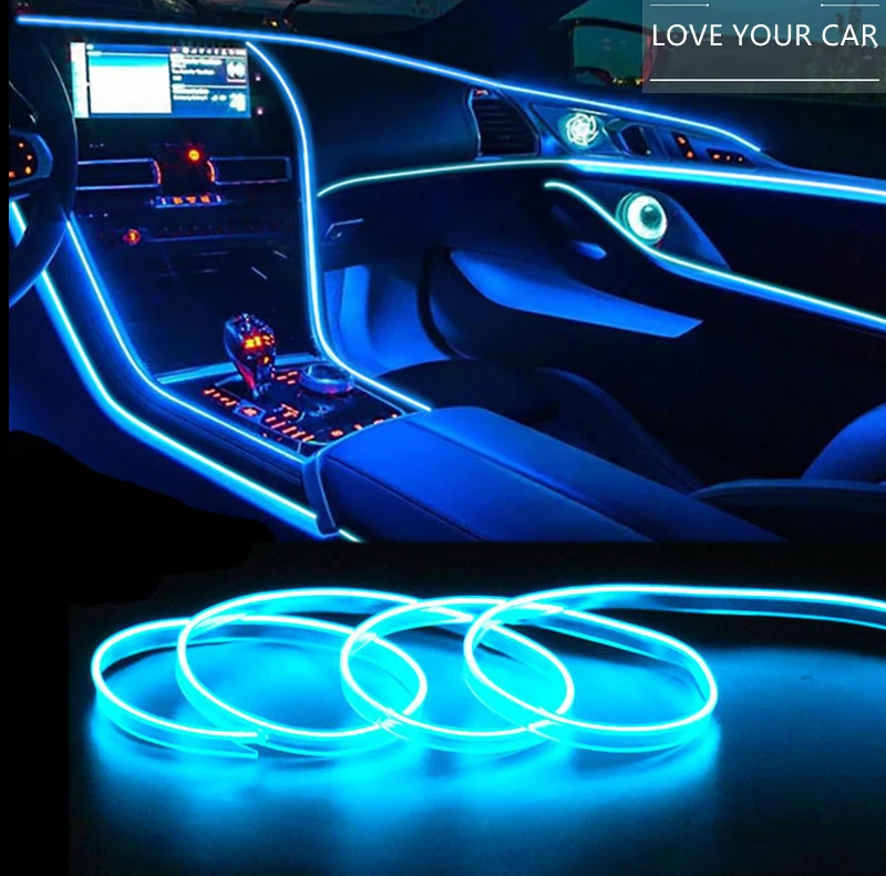 

Car EL Wire LED Light Interior Ambient LED Strip Neon Lighting Garland Wire Rope Tube Decoration Flexible Tube Colors Auto Led